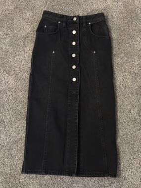 Isabel Marant Black Button-Front Midi Denim Skirt eu 34 size 2 vandy skirt
